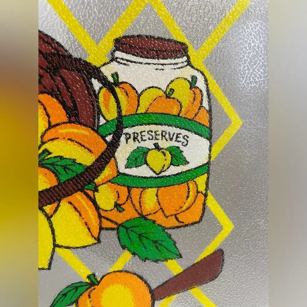 Retro Cutting‎ Board with Basket of Peaches & Preserves EUC
